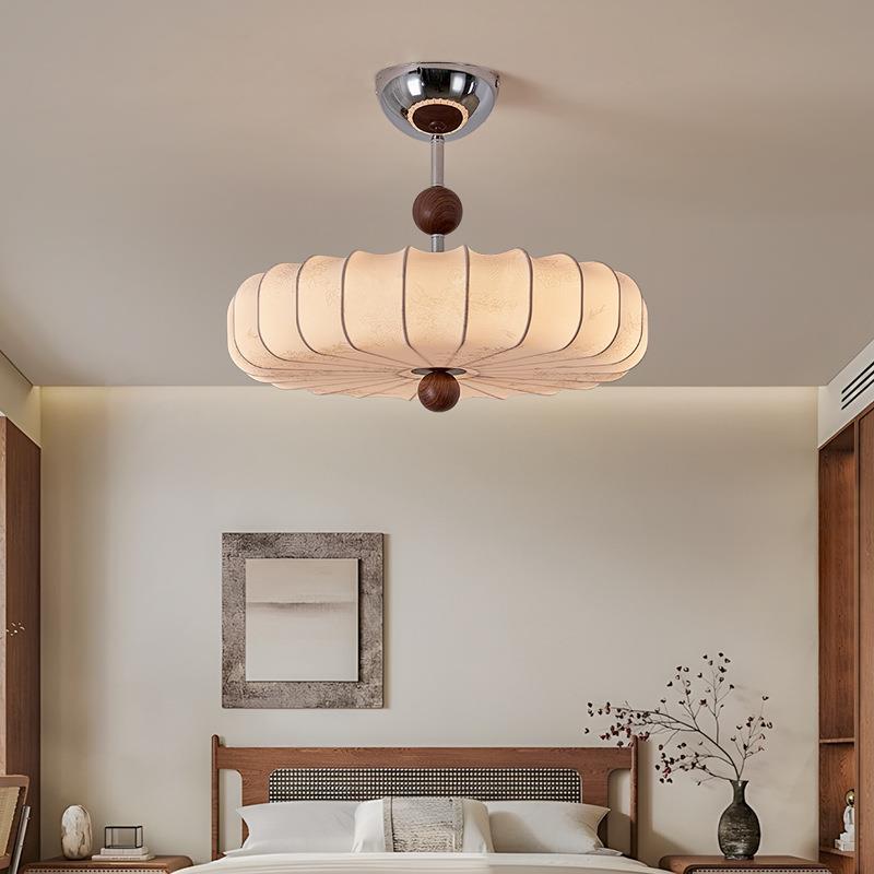 法式中古南洋风卧室灯日式布艺浪漫房间吸顶灯饰复古美学南瓜吊灯