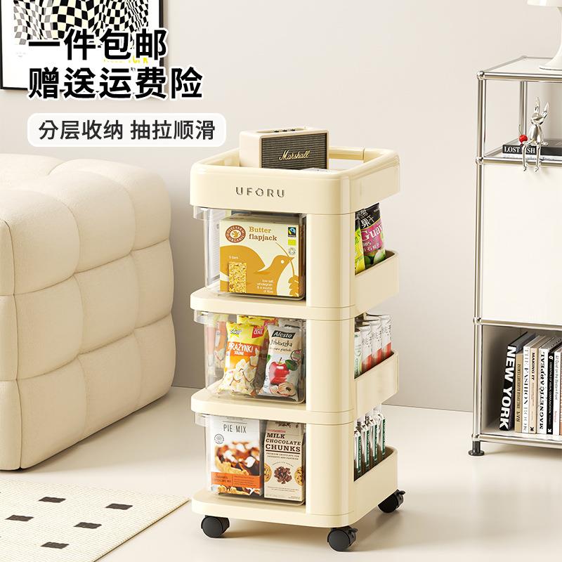 小推车置物架家用婴儿物品收纳车零食落地客厅卧室移动收纳分层架