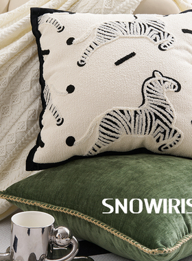 可爱动物斑马抱枕中古风装饰靠垫样板间客厅沙发靠枕儿童房腰靠枕