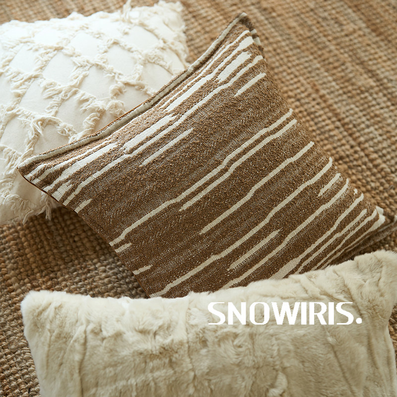 米咖色抱枕套中古风棉麻客厅沙发靠垫软装样板间简约高级感腰靠枕