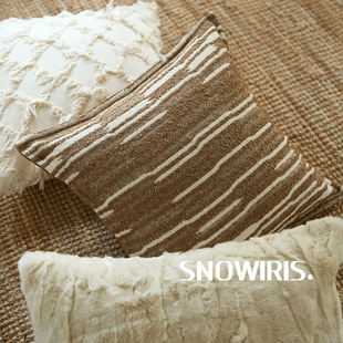 米咖色抱枕套中古风棉麻客厅沙发靠垫软装样板间简约高级感腰靠枕