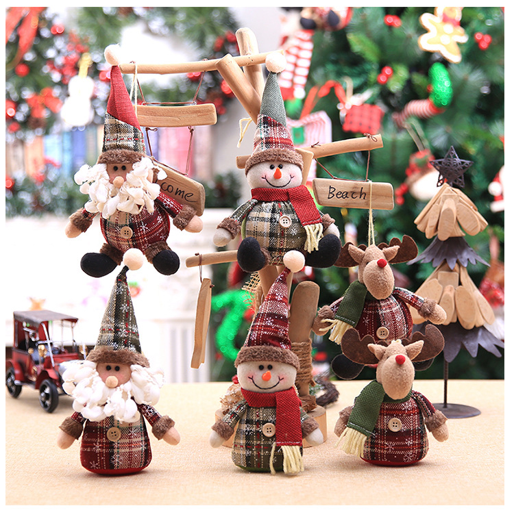 Cartoon Snowflake Plaid Christmas Tree Ornament