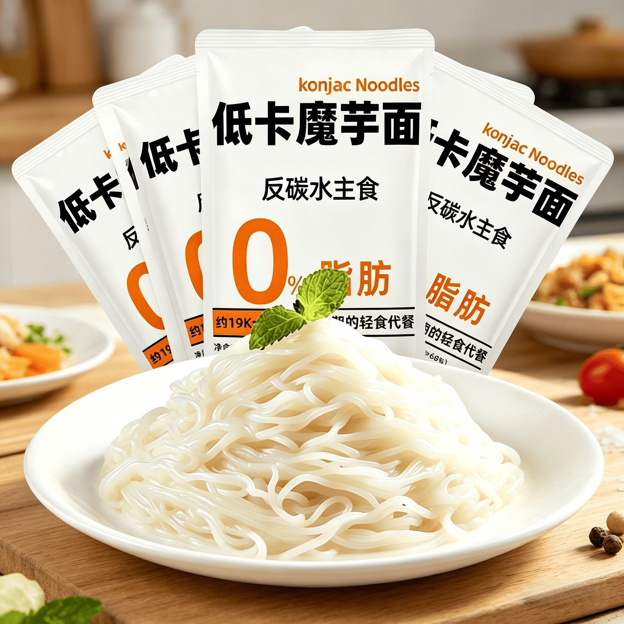 0脂肪低卡魔芋面免煮即食减脂代餐饱腹魔芋凉面凉拌宿舍速食主食