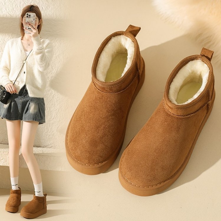 真皮厚底雪地靴女2025新款冬季加绒加厚保暖棉鞋皮毛一体面包鞋子