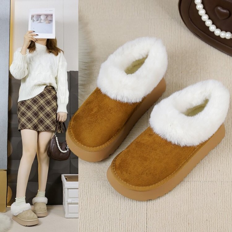 真皮厚底加绒保暖防滑雪地靴女