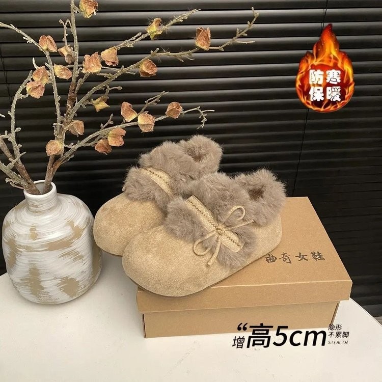 品牌真皮平底蝴蝶结勃肯鞋女2025新款冬季加绒保暖魔术贴毛绒棉鞋,女鞋,勃肯鞋/软木鞋,淘宝优惠券,粉丝福利购,淘宝优惠卷