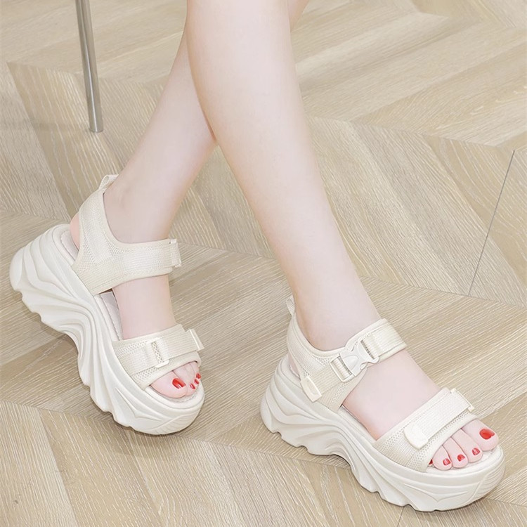 紅青蜓厚底增高老爹運動涼鞋女