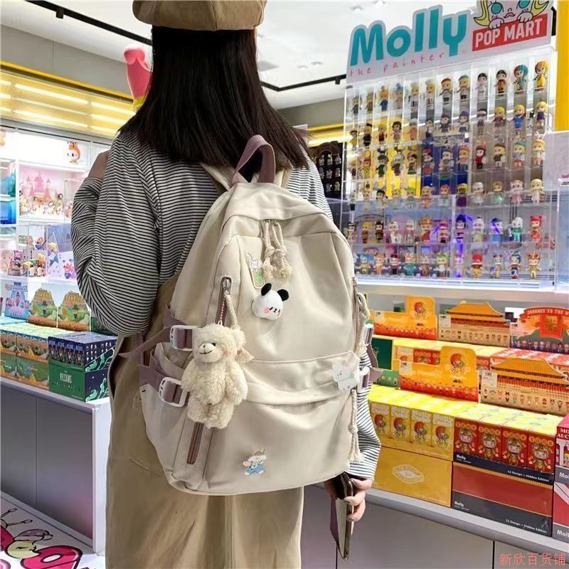 中学生书包女初中生ins简约风耐脏大容量2022新款高中生结实耐用