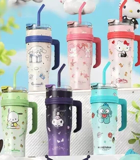 三丽鸥联名冰霸杯保温杯1200ml凯蒂猫玉桂狗大容量吸管304不锈钢