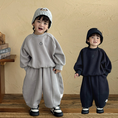 男童卫衣套装秋冬2025新款儿童时髦帅气卫裤休闲宝宝两件套冬装