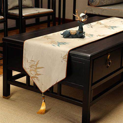 新中式桌旗电视柜长条盖布茶客厅餐桌防滑轻奢垫子中国风禅意桌布