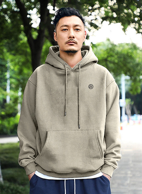 440克冬季余文乐香港潮牌男装卫衣男士连帽外套简约宽松加绒帽衫