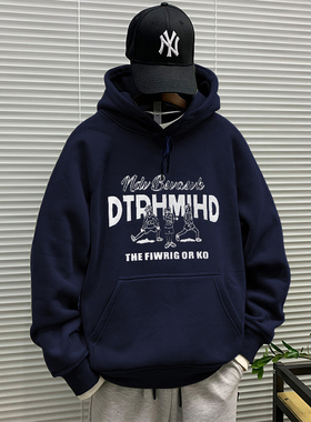 重磅余文乐秋冬潮牌新款卫衣男连帽套头宽松上衣长袖大码加绒外套