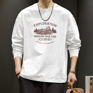 纯棉长袖 ins潮牌情侣装 t恤男士 休闲宽松打底衫 上衣服 2026秋季 美式