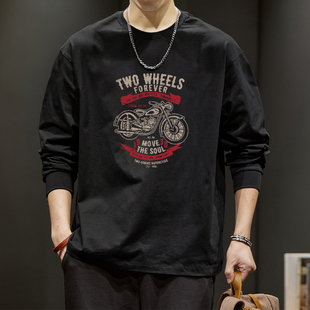 内搭打底衫 t恤男2025春秋冬季 260克重磅纯棉宽松上衣 潮牌长袖 美式