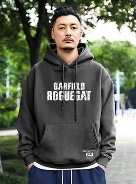 秋冬季加绒连帽卫衣男字母印花宽松上衣美式休闲潮明星同款余文乐