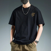 T恤男夏季 2026新款 宽松上衣ins潮牌美式 短袖 复古男生纯棉半袖 体恤