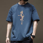 t恤男士 夏季 透气潮流加大码 纯棉重磅短袖 衣服潮牌美式 字母印花体