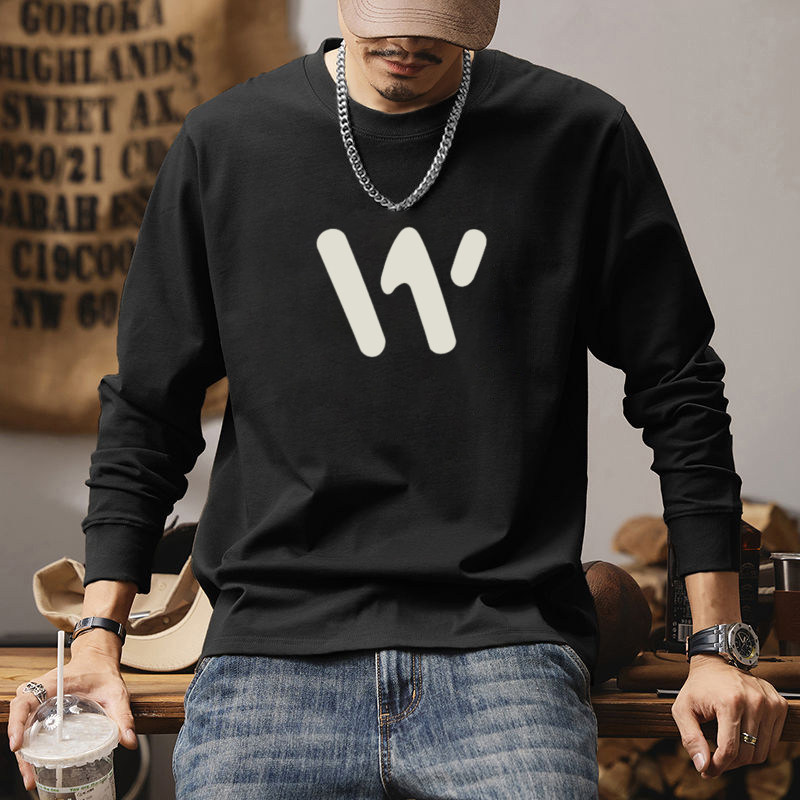 春秋季纯棉重磅美式潮牌字母T恤