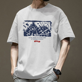 日系ins潮流帅气宽松潮牌上衣 T恤男夏季 港风美式 高街重磅纯棉短袖