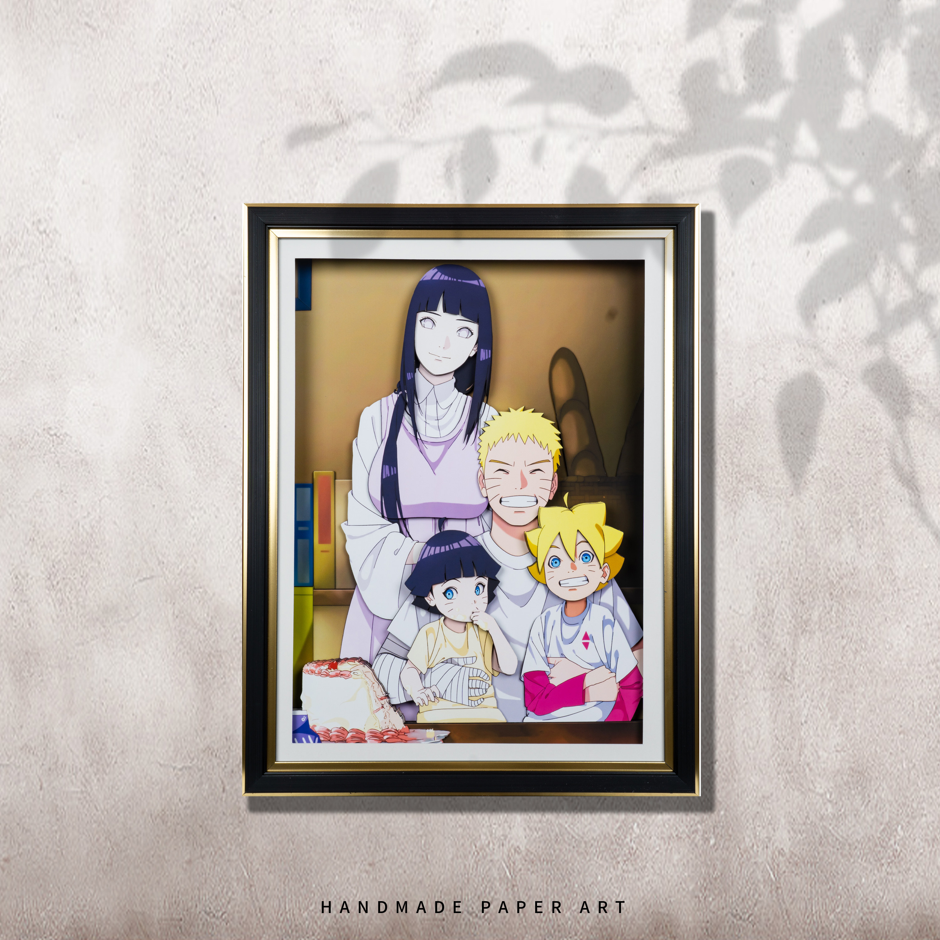 火影忍者系列3d立体画漩涡鸣人雏田全家福周边纸艺卧室客厅装饰挂