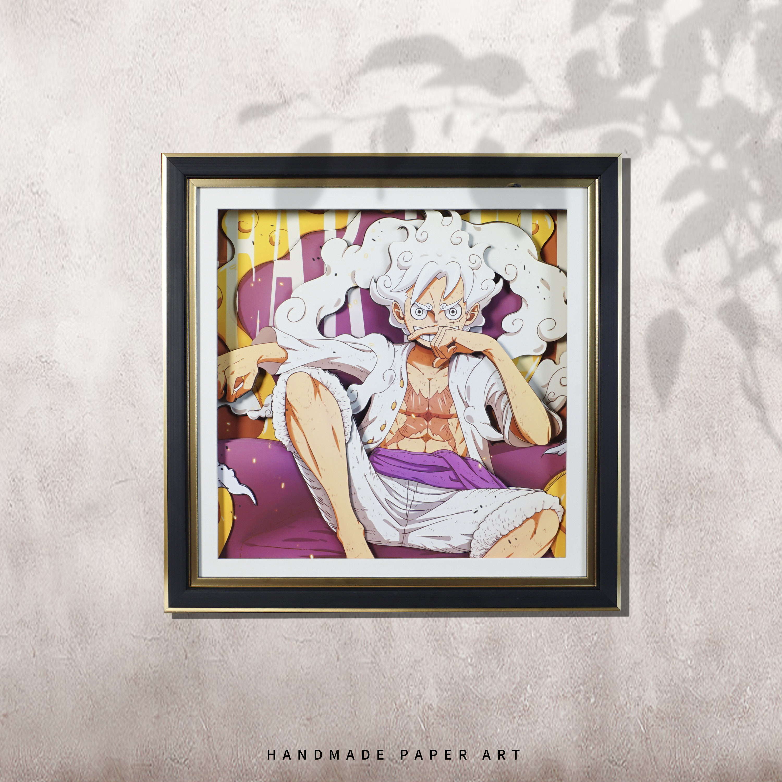 海贼王尼卡路飞坐姿动漫人物纸艺装饰立体画太阳五档卧室挂画壁画