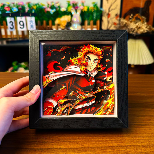 鬼灭之刃炎柱动漫3d灯光立体画