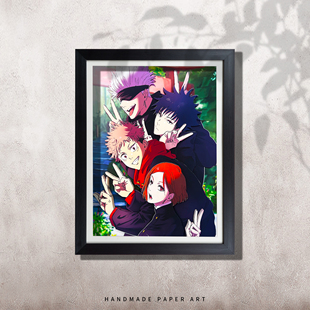 咒术回战动漫3D立体画五条悟师徒合影周边卧室桌面礼物装饰挂画