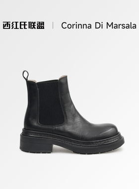 Corinna di Marsala英伦风真皮切尔西靴女2025新款厚底增高短靴