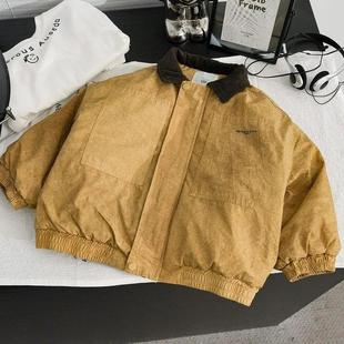 悦策蔚精品男童韩版 儿童夹棉N加绒棉袄洋气保暖上衣 棉服外套冬季