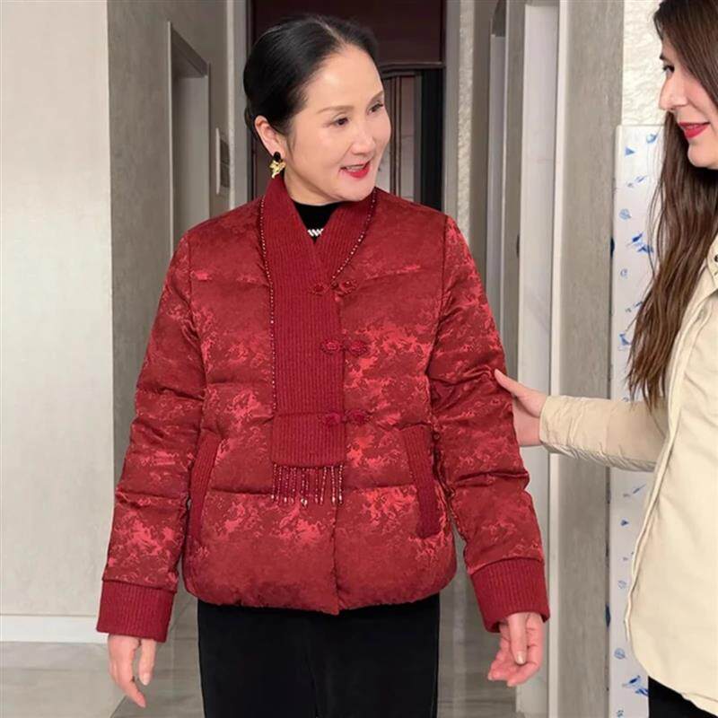 塔弗森内衣旗舰冬季新中式国风羽绒棉服女红色保暖外套洋派小棉袄