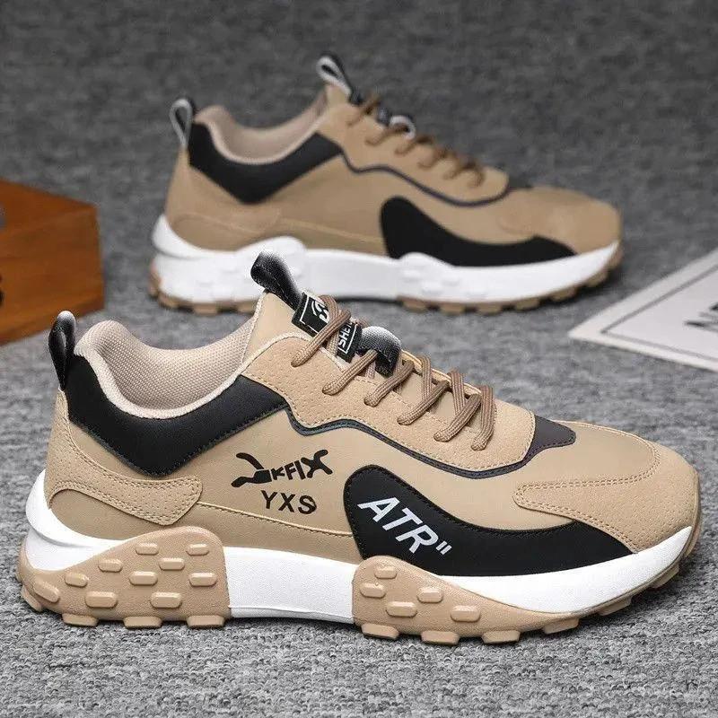 LINKE轻奢男S士春秋软底防滑耐磨运H动鞋老爹鞋男韩版百搭跑步