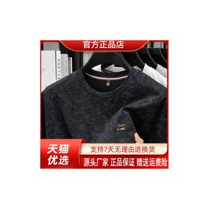 高新百货馆轻奢品质男士短袖T恤夏爆款圆领透气休闲印花中年上衣