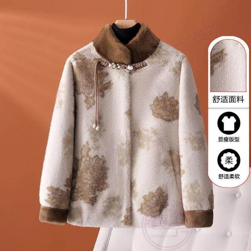 洛羽服装旗舰秋冬中年妈妈洋中国风盘扣外套女中老年仿水貂绒大衣,运动服/休闲服装,健身套装,淘宝优惠券,粉丝福利购,淘宝优惠卷