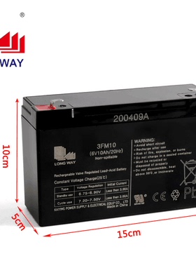 LONGWAY龙威儿童电动车电池6V10ah20hr电瓶地磅大容量3FM10安通用