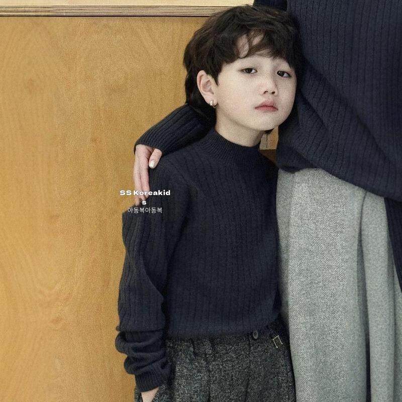 波拉bora韩国童装男童羊毛打底衫2025新儿童羊绒衫秋冬季女童毛衣