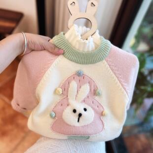 女宝宝中低领打底毛衣秋冬1234岁小女童内搭套头针织打底加绒毛衣