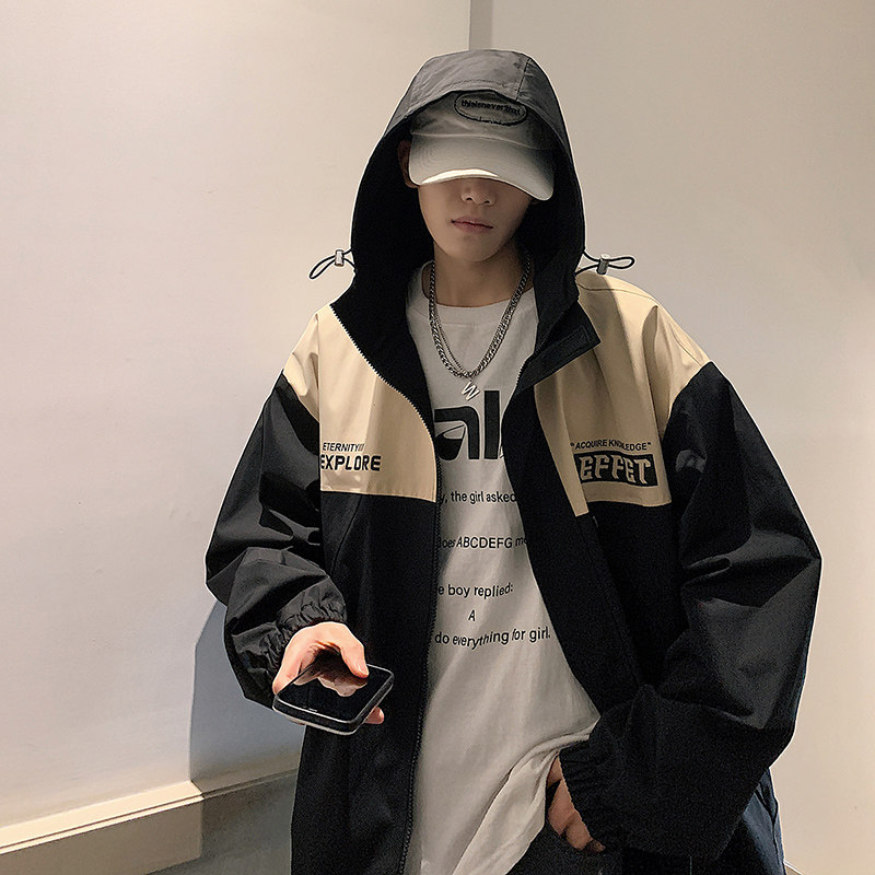 港风B工装冲锋衣夹克连帽学生印花外套JN81037-P78图片