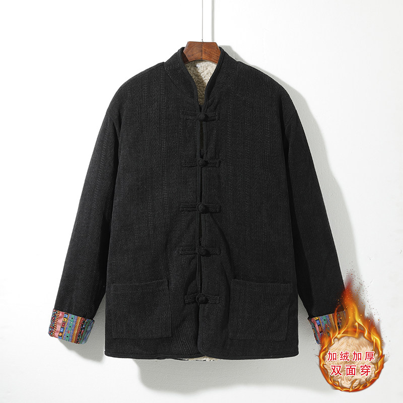 新中式K麦穗羊羔毛加绒加厚双面穿棉服夹克棉衣男JK21-P135控158,男装夹克,电商A005A