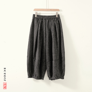 风E冰丝雪花阔腿大喇叭裤立体剪裁刺绣九分裤男K237-P68控88图片