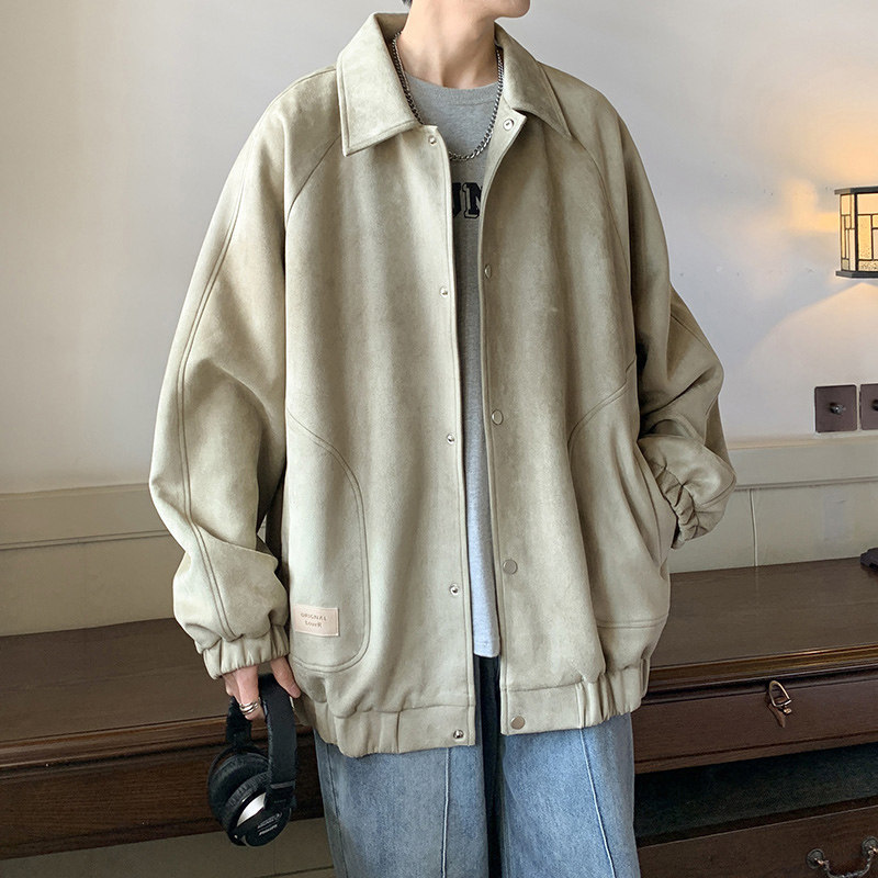 港风D春装工装大口袋西装领麂皮绒夹克外套美式飞行服86010-P100,男装夹克,电商A005A