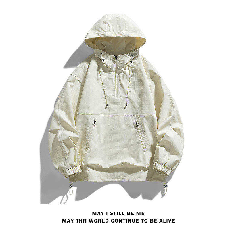 得物白底A连帽工装大口袋套头拉链防风冲锋衣86066-特P78,男装夹克,电商A005A