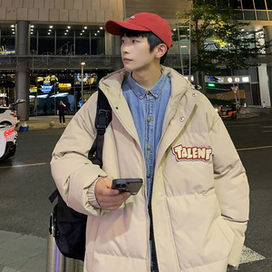 港风直播A华夫格羽绒棉服男棉袄连帽棉衣A005A-MN8825P115控148图片