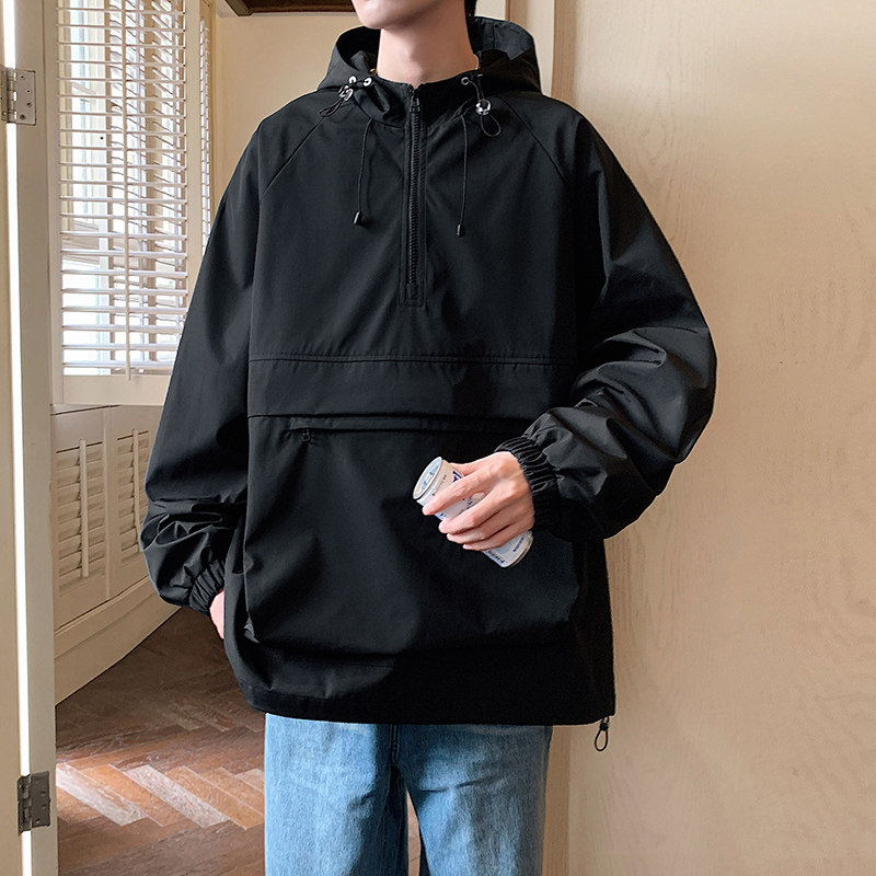 港风B连帽工装书包口袋套头拉链防风冲锋衣86090-特P80,男装夹克,电商A005A