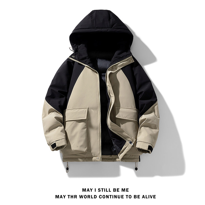 冬季外套男A工装大口袋拼色连帽羽绒加厚棉衣服冲锋衣88022-P118,男装棉衣,电商A005A