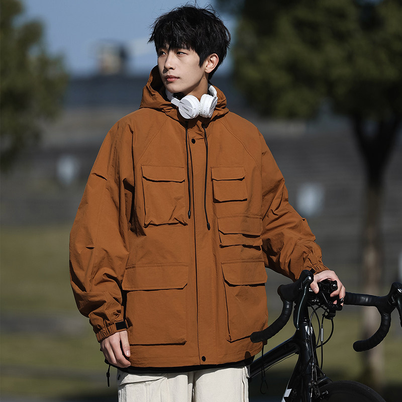 港风H工装大口袋设计连帽户外冲锋衣夹克登山服外套JN8917-P110图片