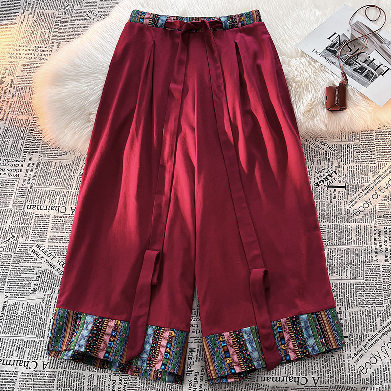 民族风复古B中式棉麻宽松大裤裆舞蹈演出裙裤阔腿裤K215-P88控108，男装休闲裤，电商A005A