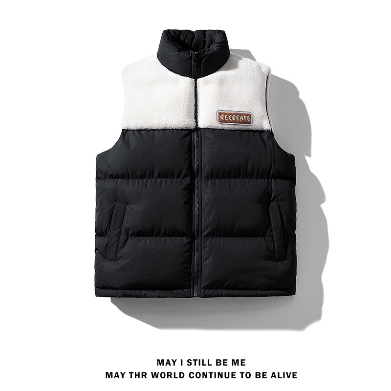 得物白底C奶咖色棉服马甲男羊羔毛拼接背心A005A-MN8817-P78,男装背心/马甲,电商A005A