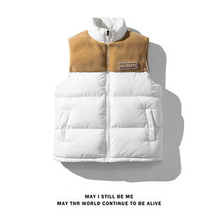 得物白底C奶咖色棉服马甲男羊羔毛拼接背心A005A-MN8817-P78,国货洗面奶平价穿搭图片