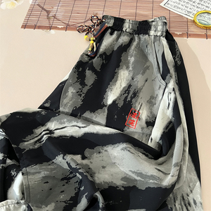新中式C风水墨渐变灯笼小众设计刺绣七分裤男DK175-P55控78图片